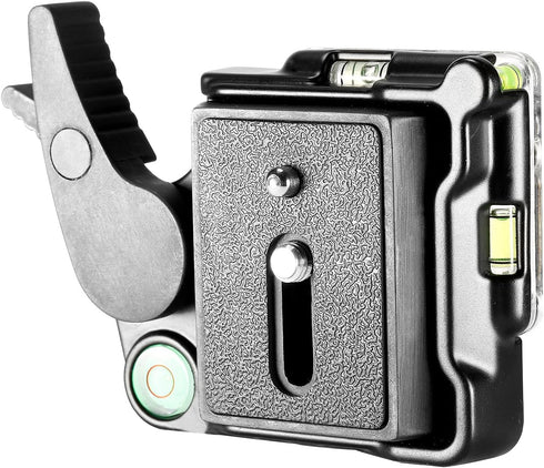 Neewer® Black Aluminum Alloy Quick Release QR Plate Adapter with 1/4"-3/8" Screw and Bubble Lever for DSLR Camera Tripod Monopod Stabilizer Ball H...