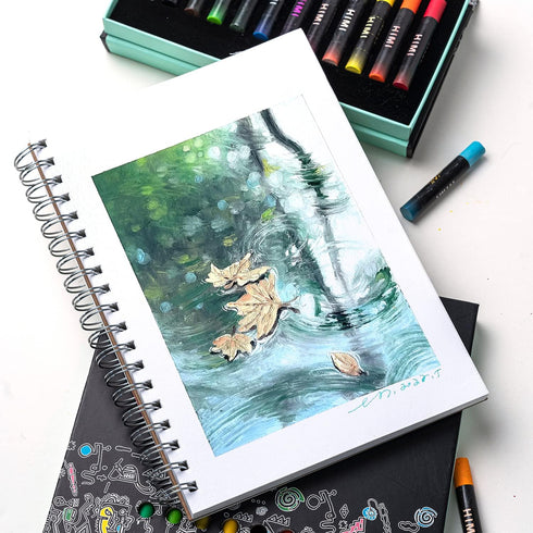 HIMI Gouache Pad 7X10''(98lb/160g) 50 Sheets Mix Paper Pad, Side Wire Bound, Fine Texture, in Gouache Acrylic Art Pad for Sketching, Ink Sketch Bo...