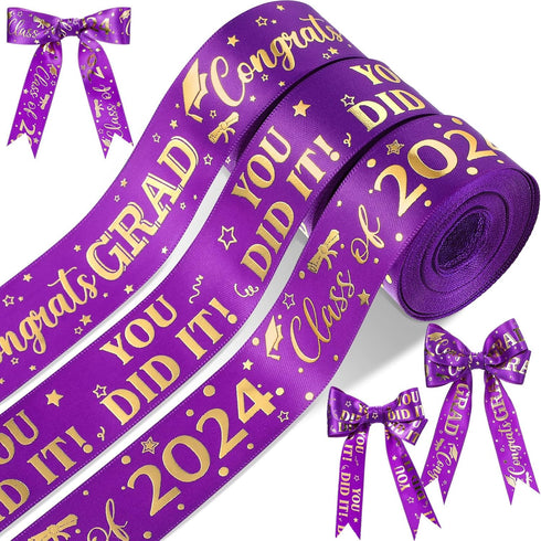 Moukeren 3 Roll Class of 2024 Graduation Ribbon Graduation Party Favors Decor 1 Inch Congratulations Ribbon DIY Congrats Grad Ribbon Art Fabric Ri...