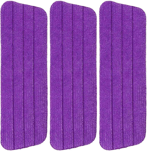 16.5 inch Microfiber Replacement Mop Pads Reusable - 3 Pack Flat Replacement Heads for Wet Or Dry Floor Cleaning Purple¡...