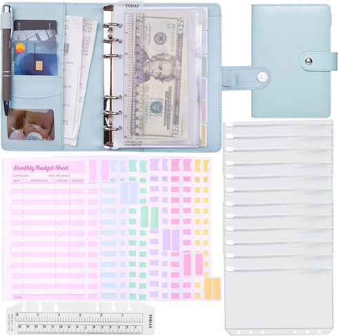 Budget Binder With Zipper Envelopes - A6 Budget Binder Wallet, Bulk Cash Envelope & Budget Planner Expense Sheets, Money saving binder Budget Book...