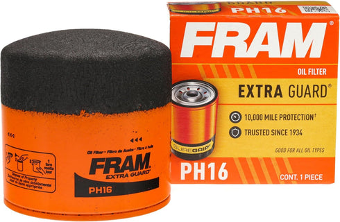 FRAM Extra Guard PH16, 10K Mile Change Automotive Replacement Interval Spin-On Engine Oil Filter for Select Vehicle Models...