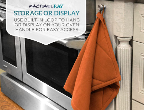 Rachael Ray Moppine Towel - 2-in-1 Kitchen Towel and Pot Holder with 2 Heat Resistant Pockets to Grip Hot Cookware, Bakeware -Absorbent Kitchen To...