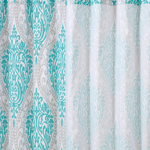 Comfort Spaces Coco Bathroom Shower Curtain Printed Damask Pattern Modern Cute Microfiber Fabric Bath Curtains, 72"x72", Teal / Grey...