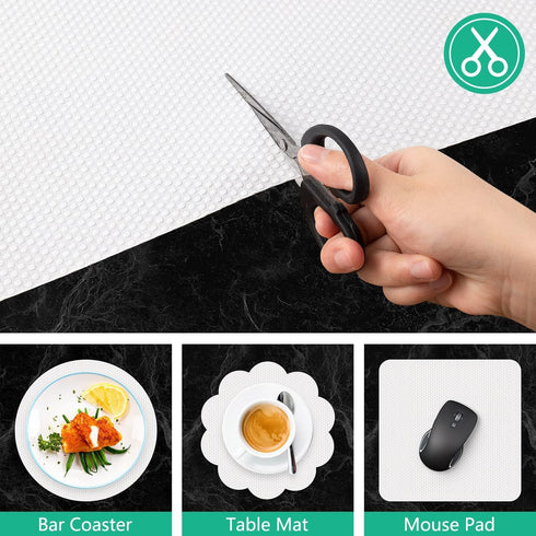 White Shelf Liners for Kitchen Cabinet Non Adhesive Drawer Liner for Kitchen Waterproof Refrigerator Liners for Shelves Fridge Mats Plastic Cupboa...