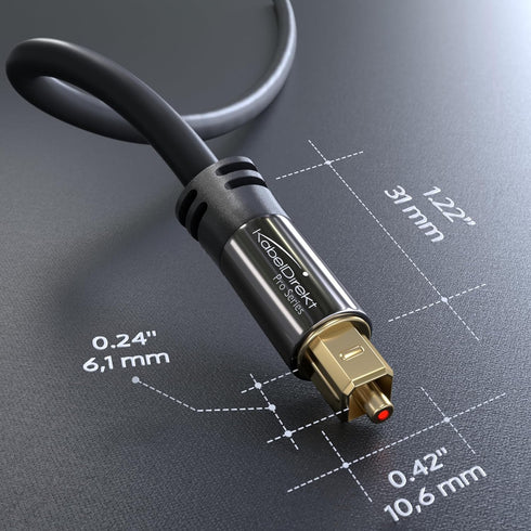 TOSLINK Cable, Optical Audio Cable – 6 feet Short Fiber Optic Cable for soundbars (TOSLINK to TOSLINK, Digital S/PDIF Cable, Stereo Systems/amplif...