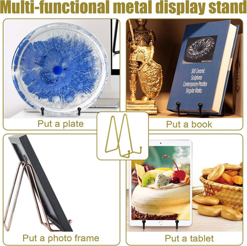3 Pack Plate Stands for Display 3/4.5/6 Inch, Metal Picture Frame Holder Stand, Small Easel Stand, Decorative Plate Holders for Displaying Photo P...