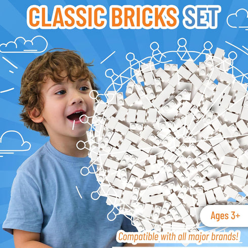 Strictly Briks Classic Bricks Starter Kit, White, 192 Pieces, 1x2 Inches, Building Creative Play Set for Ages 3 and Up, 100% Compatible with All M...