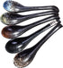 7 inch Japanese and Korean Ramen Spoon Set of 5, Asian Soup Spoon Chinese Soup Spoon Curved Handle Soup Spoon Long Handle Ceramic Miso Soup Spoons...