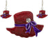 Artisan Owl - Glittering Red Hat Society Dangling Earrings and Brooch Pendant Pin Set...