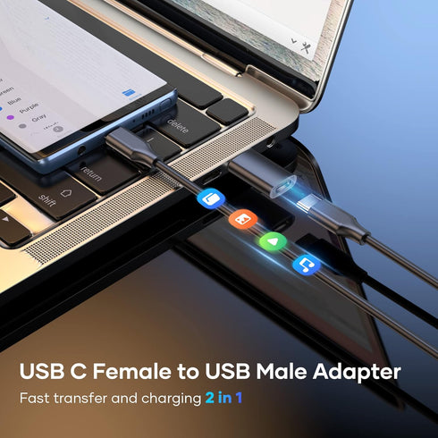 USB C to USB Adapter (4 Pack), USB C Female to USB Male 3.0, USB Type C Adapter Compatible with iPhone 15/14/13/12, iPad Pro/mini/air, Samsung Gal...