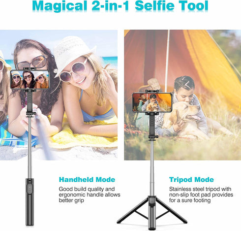 Selfie Stick, Extendable Selfie Stick Tripod with Wireless Remote & Phone Holder, Portable Phone Tripod for Group Selfie/Live Streaming/Video Reco...