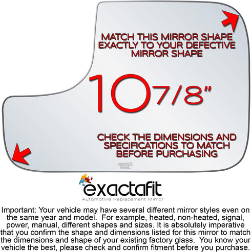 exactafit 8444L Driver Side Mirror Glass Replacement Repair Compatible With 2002 2003 2004 2005 2006 2007 2008 2009 Dodge Ram 1500 2500 3500...