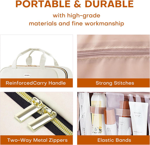 5.8L Travel Toiletry Bag for women - 2.1 GAL Water-resistant Makeup Cosmetic Bag Organizer With Hanging Hook for Travel Accessories Shampoo Full-s...
