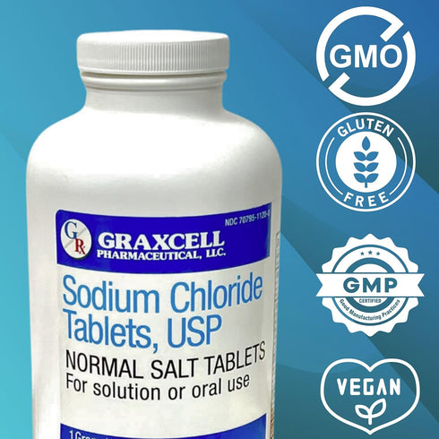 Sodium Chloride Tablets 1 Gm | 300 Count | Normal Salt Tablets | (15.4gr.)...