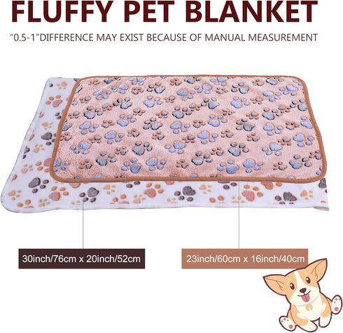 Pet Blanket Soft Fluffy Fleece Pet Mat Doggy Flannel Blanket Dog Cat Cute Paw Print Pet Blankets Pink Paw Medium(30''*20'')...