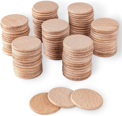 Super Z Outlet Round Unfinished 1.5" Wood Cutout Circles Chips for Arts & Crafts Projects, Board Game Pieces, Ornaments (100 Count)...