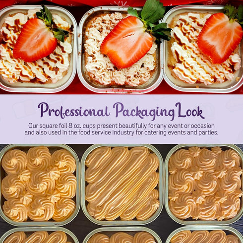 KitchenDance 4 Inch Baking Pan with Snap-On Lid - 8 oz. Square Colored Aluminum Pan - Oven, Freezer, Microwave Safe - Ideal for Catering, Restaura...