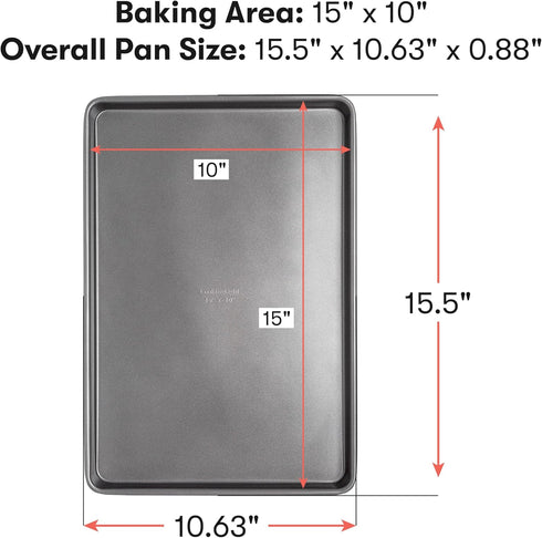 Cooking Light Heavy Duty Nonstick Bakeware Carbon Steel Baking Sheet or Cookie Sheet with Quick Release Coating, Manufactured without PFOA, Dishwa...