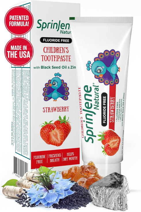 Sprinjene Kids Toothpaste Strawberry Toothpaste for Kids Patented Natural SLS Free Fluoride Free Toothpaste Kids Toothpaste No Fluoride Pack of 1 ...