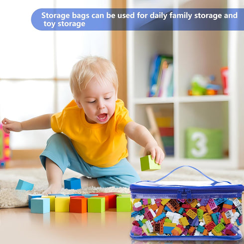 3 Packs Clear Toy Storage Bags- 9.4 x 6.7 x 4.3 Inch Transparent PVC Toy Organizing Bags with Zipper- Waterproof Toy Storage Organizer Pouch for B...