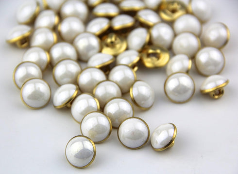 Pack of 25pcs 13mm White Pearl Half Resin Dome Cap Copper Base Buttons for Crafting Sewing Scarpbooking Scarf and Clothes...