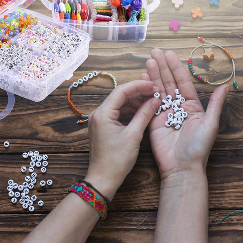 Peirich Jewelry Making Bead Kits, includes 44 Embroidery Floss with 3-Tier Organizer Storage Box with Threads, Over 4900 Beads for Friendship Brac...