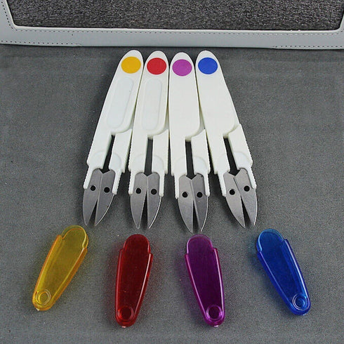yueton Pack of 4 Plastic Handle & Safety Cover Sewing Scissors Clothes Thread Embroidery Cross-stitch Craft Clipper Cutter Tailor Nippers, Sewing ...