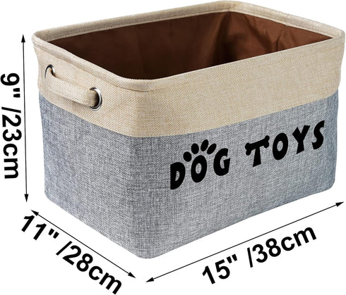 PET ARTIST Non-Customized Dog Toy Storage Basket, Gray, 15"L x 11"W x 9"H...