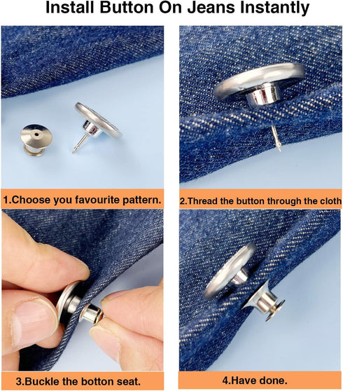 Wennuo 16set Buttons pins for Jeans,No Sew Perfect Fit Jean Button Tightener Replacement Adjustable Reusable Metal Clips Snap Tack, Instant Reduce...