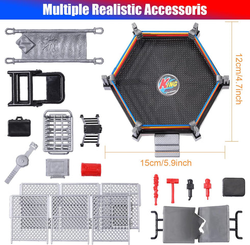 Skylety 32 Pcs Wrestling Toys Wrestler Warriors Toys with 12 Mini Wrestlers Action Figures Wrestling Figures Toys, 20 Realistic Accessories Realis...