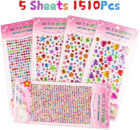 Gem Stickers, 1510pcs Rhinestone Stickers, Self Adhesive Jewel Stickers, Bling Gems for Crafts, Stick on Gems for Makeup, DIY, Eye, Nail, Assorted...
