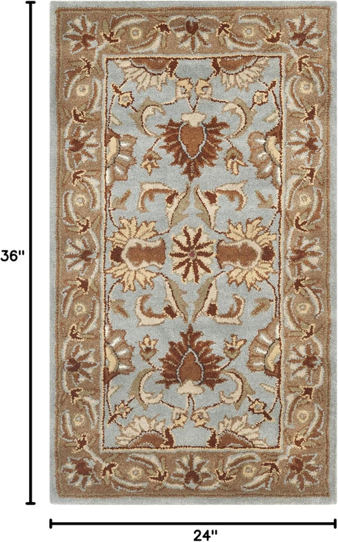 SAFAVIEH Heritage Collection Accent Rug - 2' x 3', Blue & Beige, Handmade Traditional Oriental Wool, Ideal for High Traffic Areas in Entryway, Liv...
