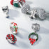 Green Christmas Holiday Red Bow Green Wreath Green Mistletoe Holly Dangle Charm Bead For Women Teen Enamel .925 Sterling Silver Fits European Brac...