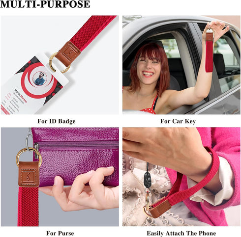 Stretchy Key Chain, Cute Keychain Wristlet, Upgraded Woven Wrist Lanyard for Keys, Key Chains for Women Men Car Keys ID Badges Card Wallet Phone(R...