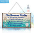 Seashell Bathroom Rules Decor Signs Wall Ocean Theme Beach Seashell Starfish Decor for Metal Sign Hanging Wall Funny Bathroom Rules Art Decorative...