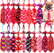 18pcs Valentines Day Dog Neck Ties, Bulk Adjustable Pink Red Small Dog Collar Ties, Valentines Day Love Rose Kiss Pattern Dog Ties for Holiday Dog...