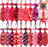 18pcs Valentines Day Dog Neck Ties, Bulk Adjustable Pink Red Small Dog Collar Ties, Valentines Day Love Rose Kiss Pattern Dog Ties for Holiday Dog...