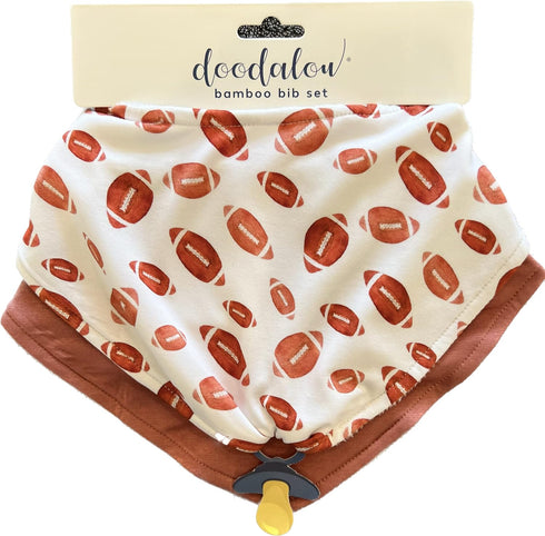 Baby Bib for Drooling and Teething with Pacifier or Teething Toy Attachment - Game Day...