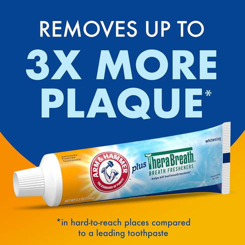 ARM & HAMMER Toothpaste Plus TheraBreath Breath Fresheners, Invigorating ICY Mint Flavor, Whitening Anticavity Fluoride Toothpaste for Bad Breath,...