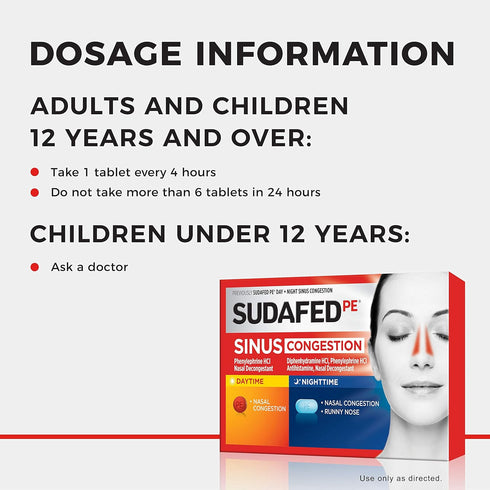 Sudafed PE Day and Night Sinus Pressure & Congestion Tablets, 20 Count...