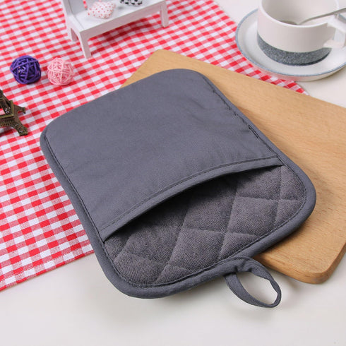 100% Cotton with Silicone Kitchen Everyday Basic Pot Holder Heat Resistant Coaster Potholder Oven Mitts with Pocket for Cooking and Baking Set of ...
