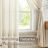 Melodieux Beige Semi Sheer Curtains 63 Inch Length for Bedroom Living Room, Farmhouse Linen Texture Light Filtering Home Office Shiny Sheer Drapes...