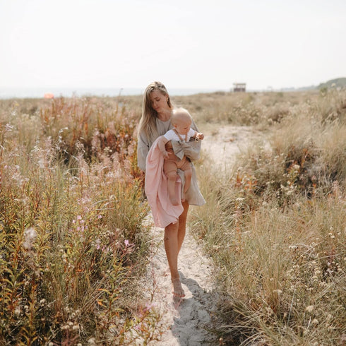 mushie Muslin Baby Swaddle Blanket | 100% Organic Cotton (Rose Vanilla)...