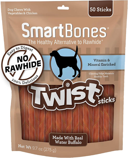 Smartbones Twist Sticks with Water Buffalo 50 Count, Rawhide-Free Chews for Dogs...