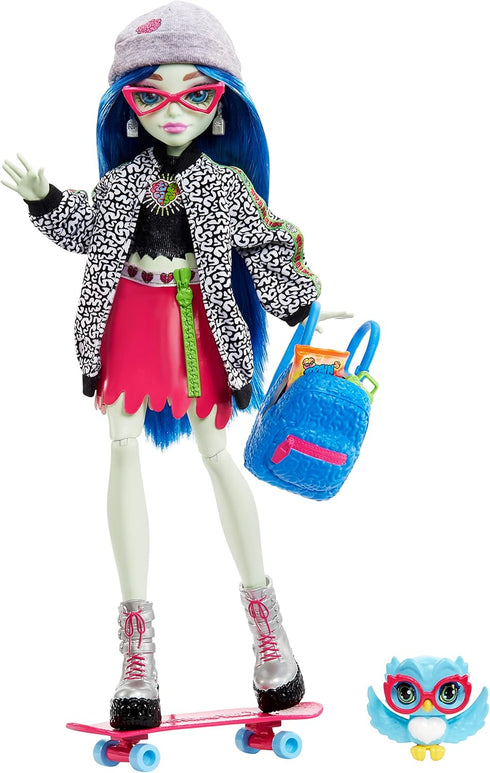 Monster High Ghoulia Yelps Posable Doll (10.3 in) with Blue Hair, Pet and Accessories, Gift for 3 Year Olds and Up...