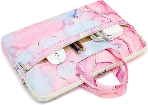 Pink marble Patten Waterproof Laptop Shoulder Messenger Bag Case Sleeve for 14 Inch 15 Inch Laptop Case Laptop Briefcase 15.6 Inch...