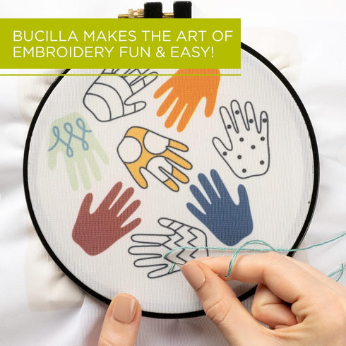 Bucilla Full-Color 6" Stamped Embroidery Kit, Creative Hands, Includes 4-Color Printed Fabric, 6" Hoop, Embroidery Floss, Needle, and Instructions...