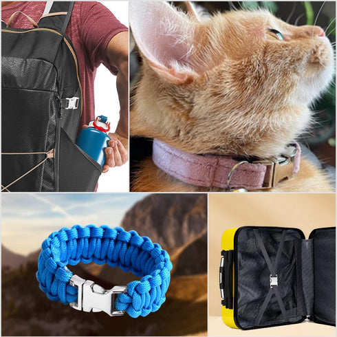 CooBigo 5 Pack Metal Side Release Buckle 3/4 inch Webbing Buckle Paracord Bracelet Clip Clasps for Leather Strap, Dog Collars, Harnesses, Belt, Ba...