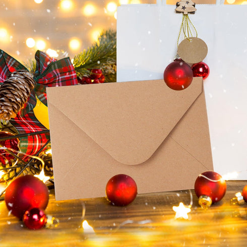 V-flap Kraft Envelopes, 50 Pack, 4 x 6 Inch, A4 Envelopes, Card Envelopes, Brown Envelopes, Kraft Paper Envelopes for Invitations, Postcard Envelo...